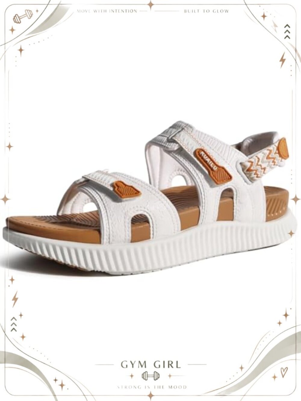Arch Support Walking Sandals Faux Leather Adjustable Strap Slides